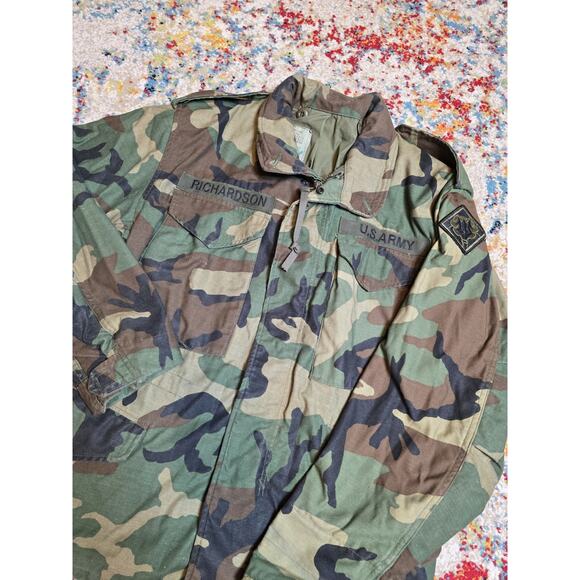 Vintage US Army Coat Cold Weather M65 BDU Field Camouflage Pattern Small X-Short - Picture 1 of 7
